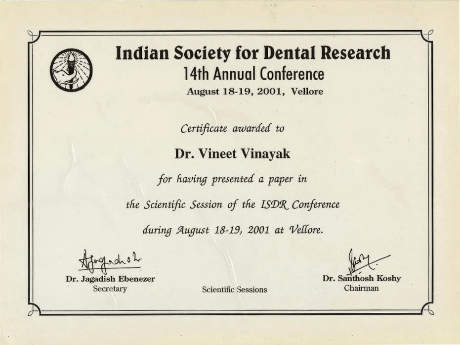 Certificate 6 - Smilessence Dental