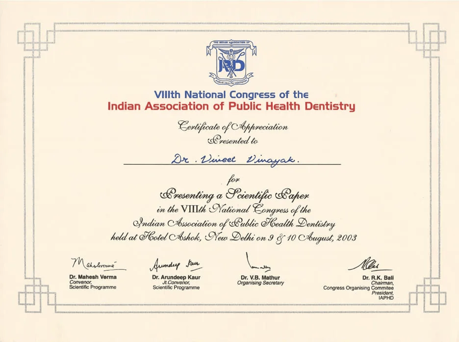 Certificate 6 - Smilessence Dental
